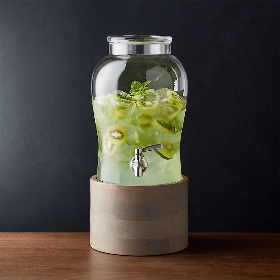Brooks Grey Wood Drink Dispenser Stand + Reviews | Crate & Barrel | Crate & Barrel