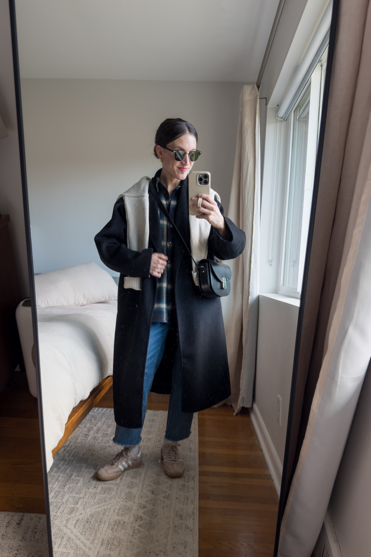 Daily Look 12.5.24

Sèzane Max Shirt; 0, I took my smaller size, limited sizing in this color but linked another plaid option. Everlane jeans, I took my smaller size 24. Adidas Sambas, TTS. Mango coat, XS, true to size for an oversized fit. Quince sweater, XS, TTS for a relaxed fit. Quince sunglasses. Lola Paperclip Necklace from Sheena Marshall Jewelry, STITCHANDSALT for $10 off. Makena Hoops from Sela Designs, code ASHLEYROHR10 for $10 off  

#LTKSeasonal #LTKStyleTip #LTKOver40