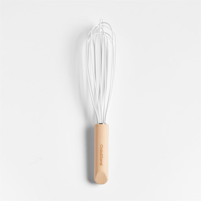 Crate & Barrel White Silicone and Wood 12" Whisk + Reviews | Crate & Barrel | Crate & Barrel