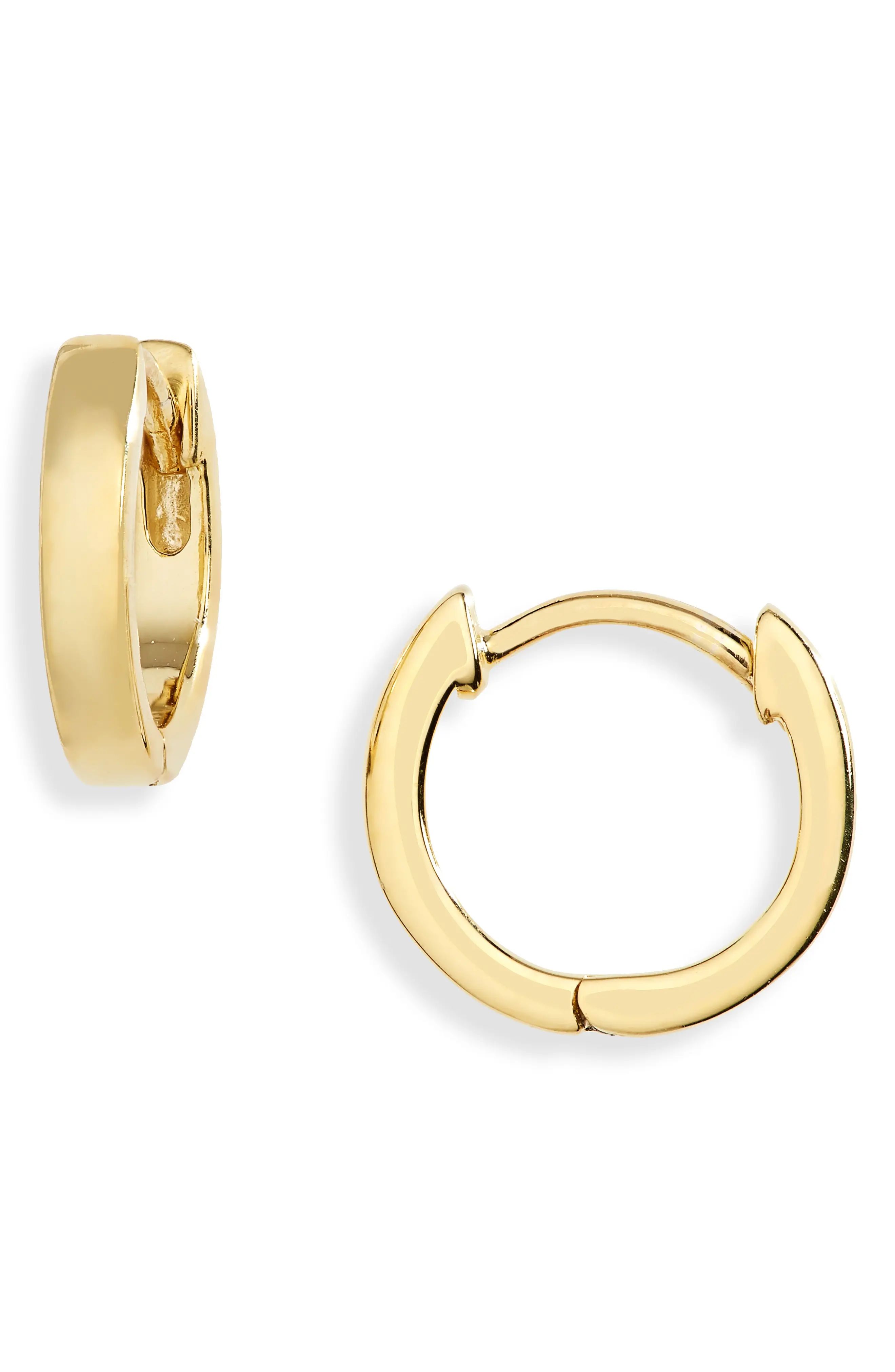 Madewell Delicate Collection Demi-Fine Huggie Mini Hoop Earrings in 14K Gold at Nordstrom | Nordstrom