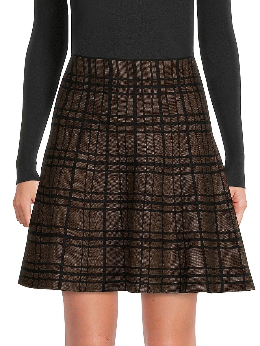 Max Studio Women's Plaid Mini Sweater Skirt - Brown Black Plaid - Size S | Saks Fifth Avenue OFF 5TH