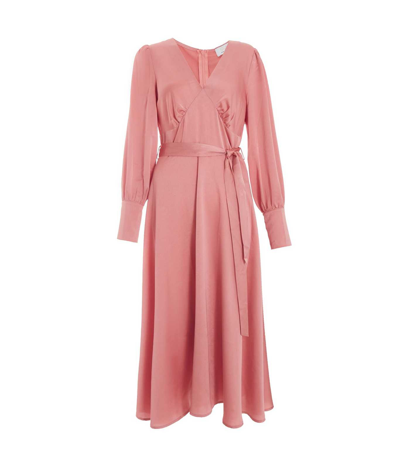 QUIZ Pink Satin Wrap Midi Dress
						
						Add to Saved Items
						Remove from Saved Items | New Look (UK)