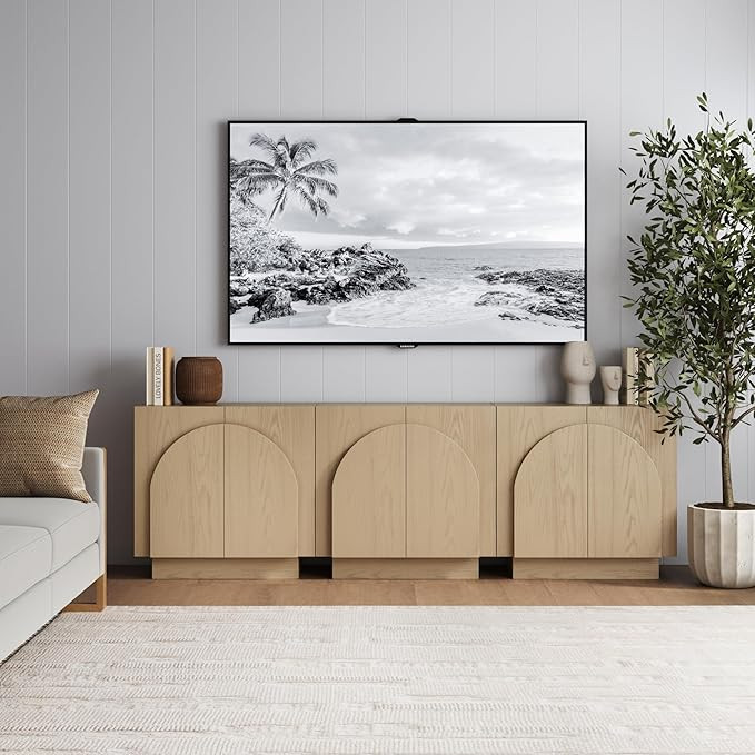 Nathan James Iris Mid-Century Modern Credenza, Light Brown TV Stand, Living Room Wood Storage Cab... | Amazon (US)