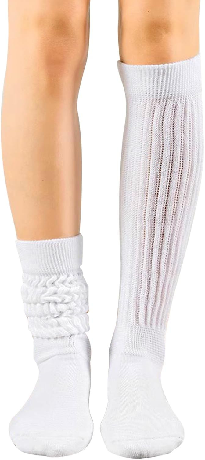 JCZANXI Slouch Socks for Women, Extra Tall Funny Scrunch Socks, White Stacked Socks | Amazon (US)