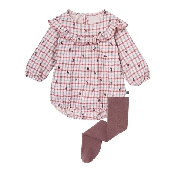 Modern Moments by Gerber Baby Girl Bubble Romper and Tights Outfit Set, 2-Piece, Sizes 0/3 Months... | Walmart (US)