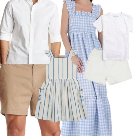 Family photos outfits — blue and white 