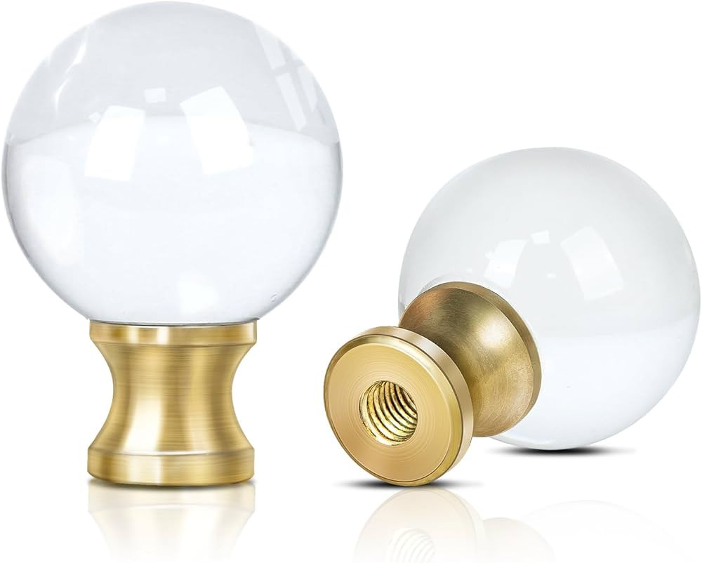 2 Pieces Crystal Lamp Finial Decorative Top Accessories Cap Knob，1/4-27 Screw Topper Clear Lamp... | Amazon (US)