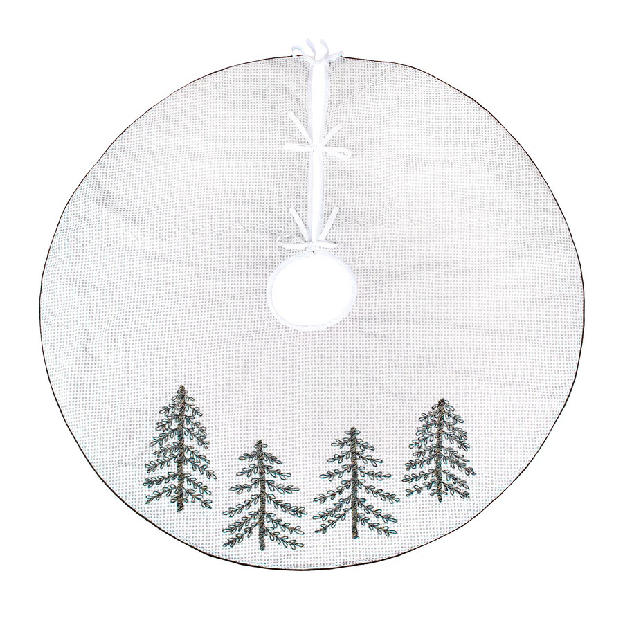 52 in. HGTV Home Collection Red Tree Skirt with Snowflake Embroidery and White Dots | National Tree Company