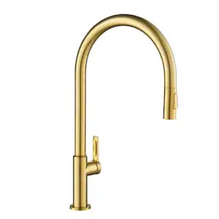 KRAUS Oletto High-Arc Single-Handle Pull-Down Sprayer Kitchen Faucet in Brushed Brass-KPF-2821BB ... | The Home Depot