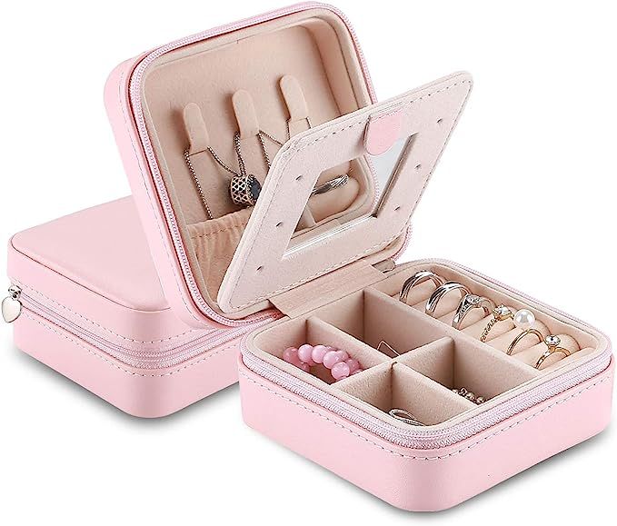 ProCase Small Jewelry Organizer Box for Travel, Portable Mini Jewelry Travel Case with Zipper Mir... | Amazon (US)