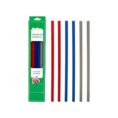 CharCharms 6pk 40oz Tailgate Water Bottle Straws Glitter | Target