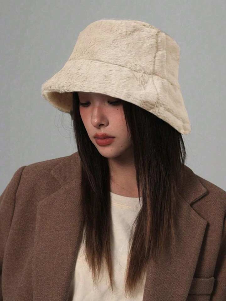 1pc All-Match Casual Versatile Warm Fluffy Fisherman Beanie Hat (There May Be Slight Color Differ... | SHEIN