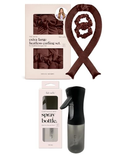 Kitsch XL Satin Heatless Curling Set (Chocolate) and Continuous Spray Bottle (Black) Bundle | Amazon (US)