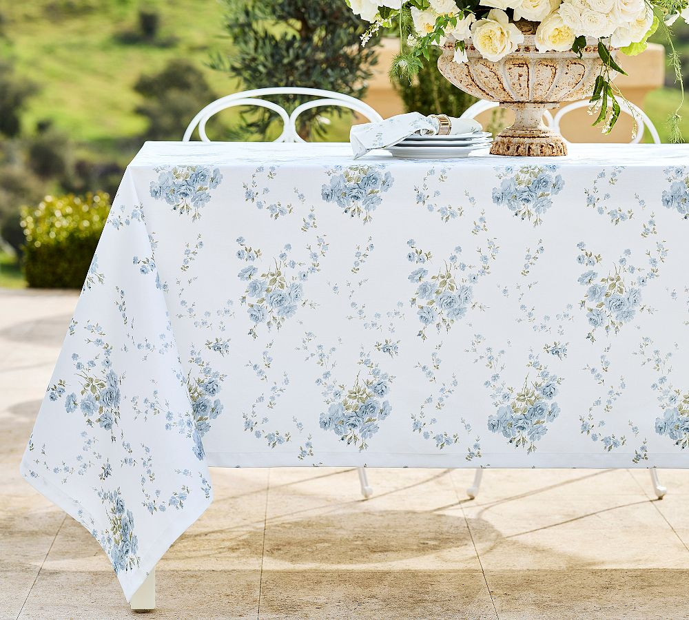 LoveShackFancy Summer Blue Rose Cotton Quilted Oilcloth | Pottery Barn (US)