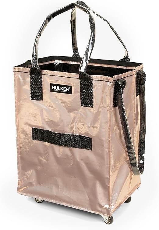 HULKEN - (Medium, Rose Gold) Reusable Grocery Bag On Wheels, Shopping Trolley, Rolling Tote, Zipp... | Amazon (US)