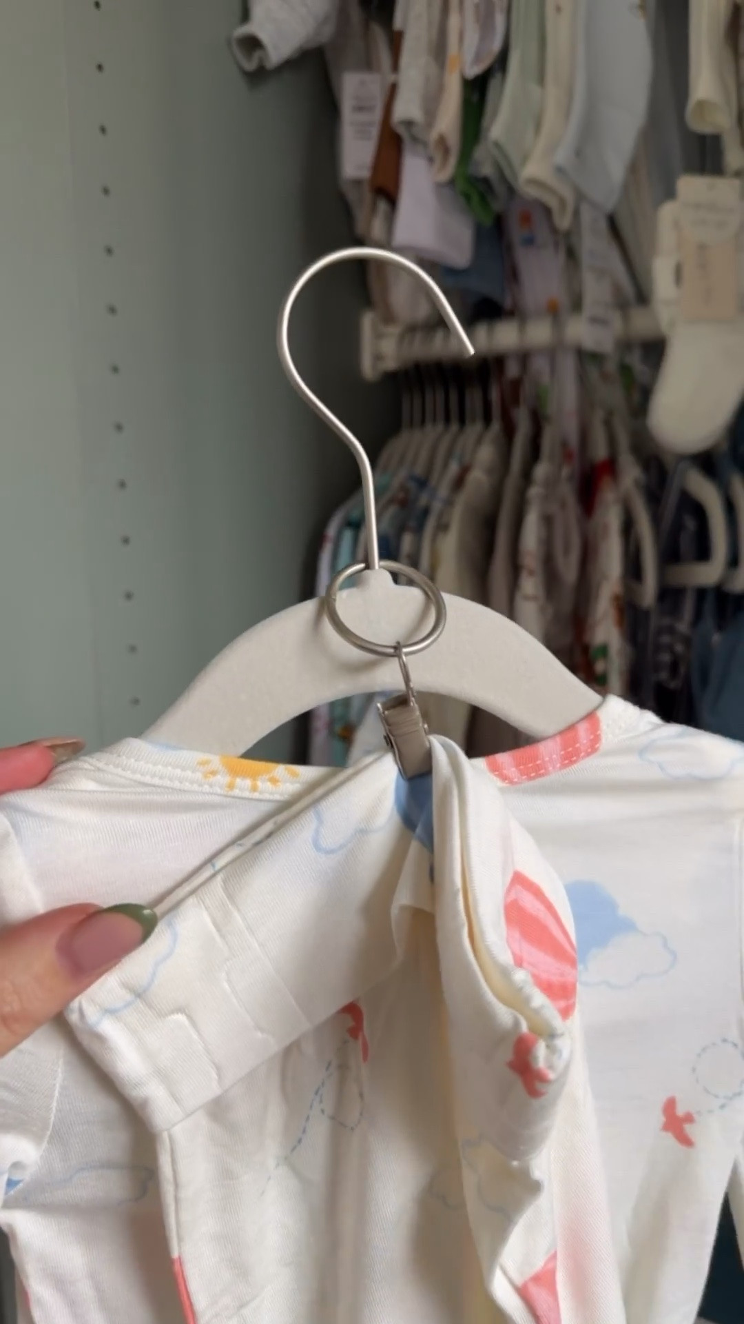 IKEA cabinets for small closet and baby hangers + curtain hooks for small space hack. We painted the ikea cabinets with sherwin Williams evergreen fog, must use the primer linked beforehand 

#LTKBaby #LTKHome
