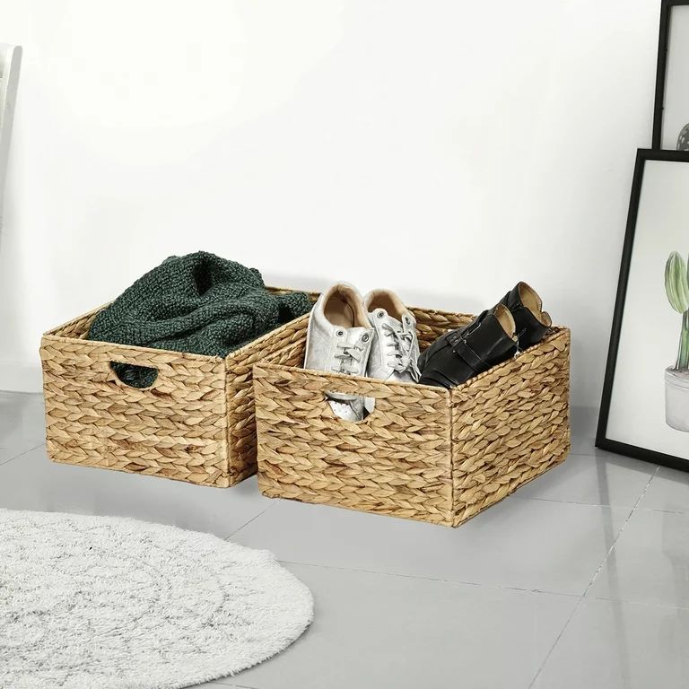 Seville Classics 13 in. x 8 in. Woven Hyacinth Storage Basket (2-Pack)-WEB168 - Walmart.com | Walmart (US)