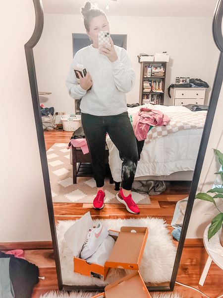 Casual mom-fit. Sweatshirt is only $12 and comes in many colors! Ignore the child slobber on my mirror please 🤦🏼‍♀️🤮

#LTKfindsunder50 #LTKmidsize #LTKover40