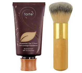 A-D tarte Amazonian Clay Foundation w/Brush Auto-Delivery | QVC