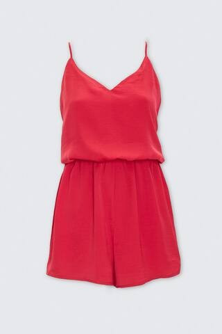 Satin Lace-Up V-Neck Romper | Forever 21 (US)