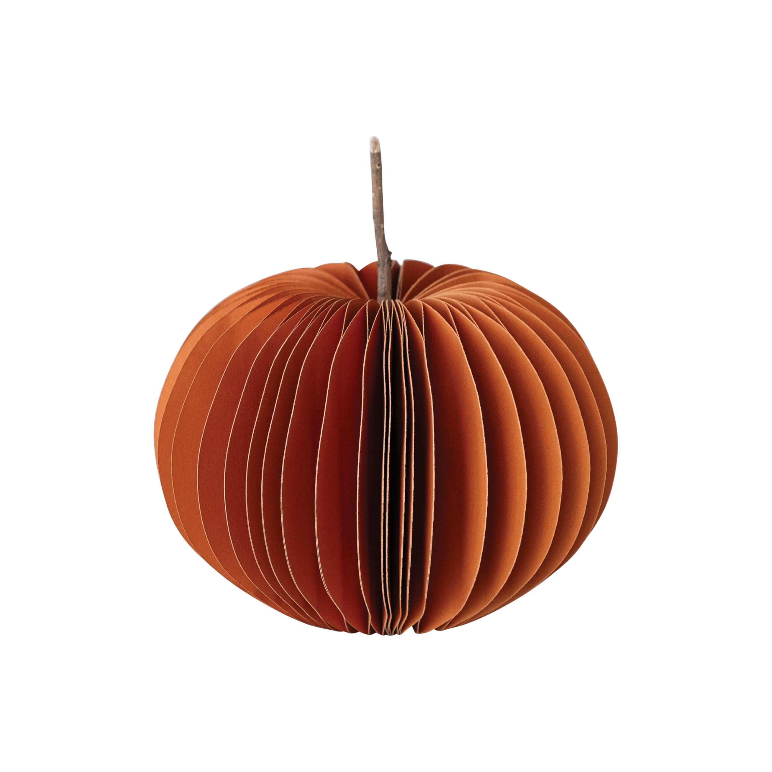 Creative Co-Op Round Paper Folding Honeycomb Pumpkin with Dried Natural Twig Stem, Orange Color | Amazon (US)