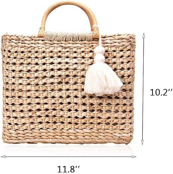 Fashion Women Summer Straw Crossbody Bag with Cute Tassels Pendant, Hand-Woven Beach Shoulder Bag... | Amazon (US)