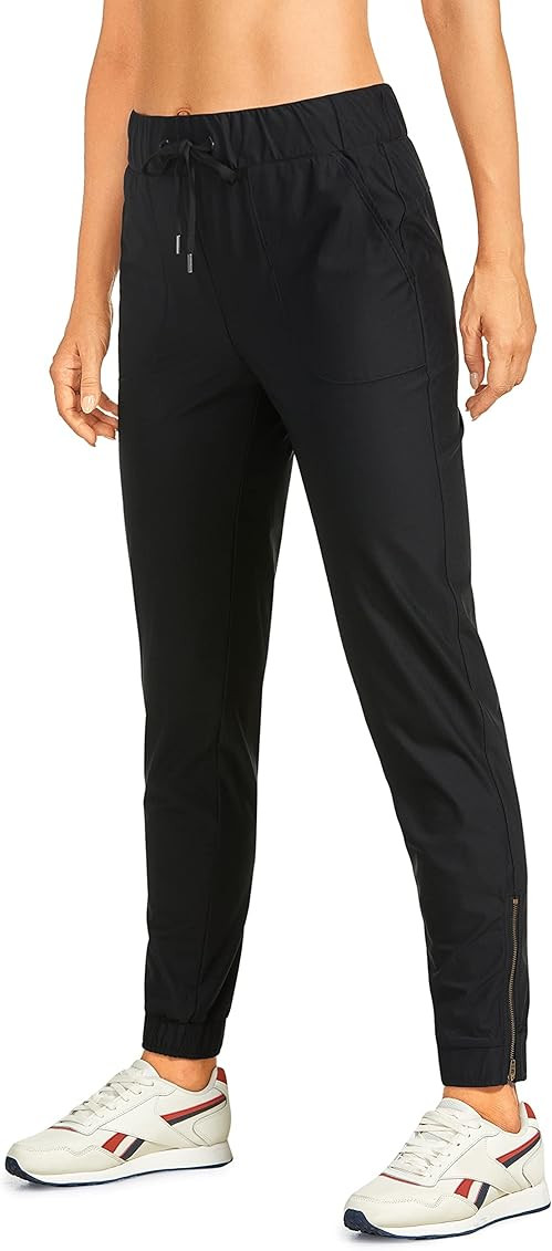 CRZ YOGA Women's Lightweight Joggers Drawstring Golf Pants Zipper Ankle Sports Casual Workout Pants  | Amazon (US)