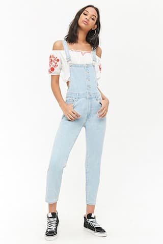 Button-Front Denim Overalls | Forever 21 (US)