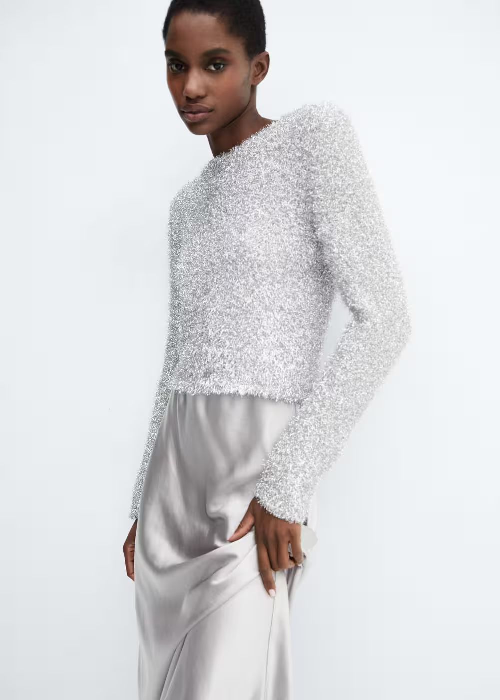 Crewneck lurex sweater -  Women | Mango United Kingdom | MANGO (UK)