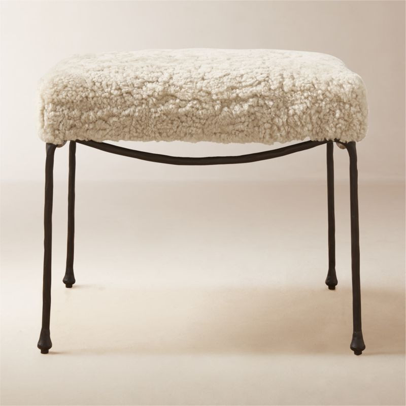 Journey Warm White Shearling Stool + Reviews | CB2 | CB2