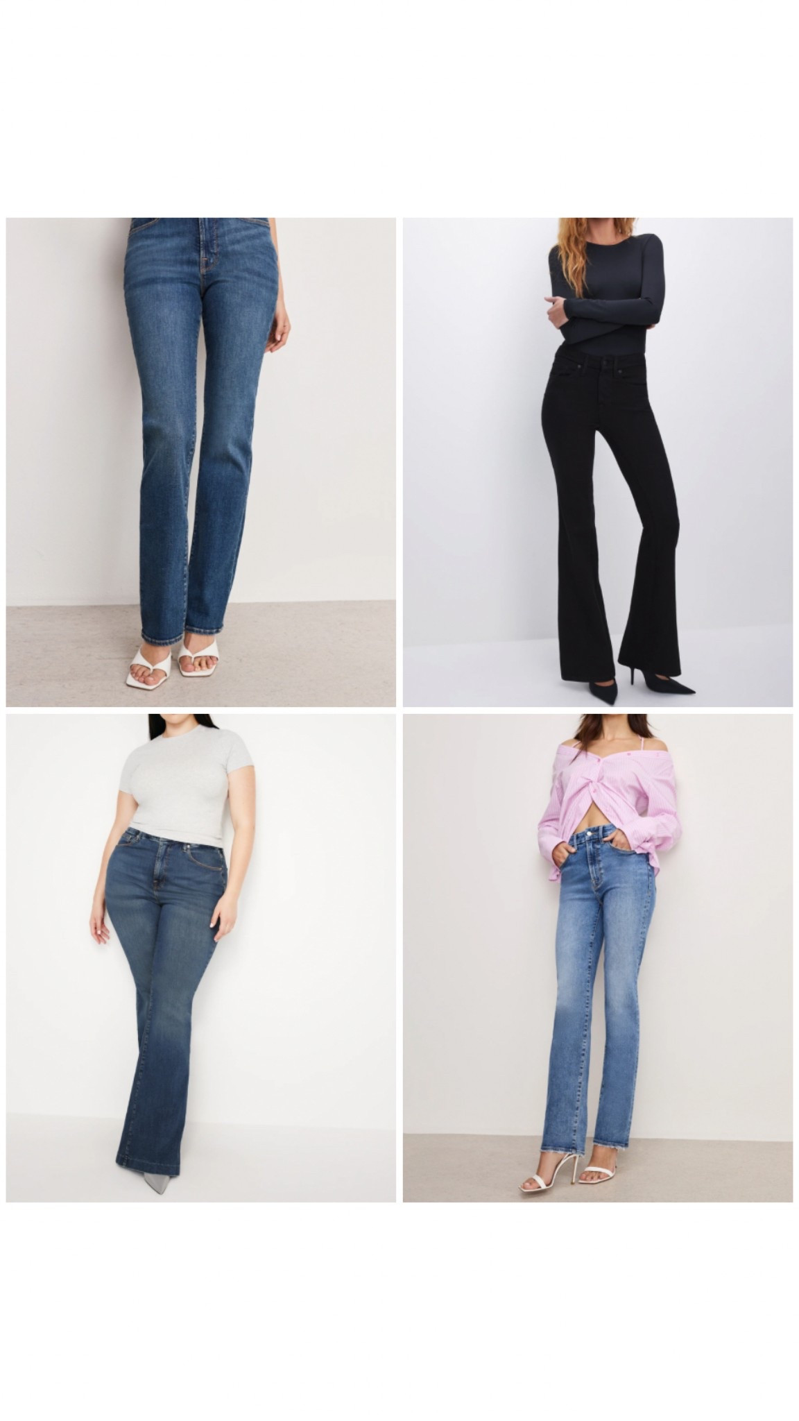 My favorite tall friendly Good American denim are 30% off this weekend! Use code MAY30 at checkout.

Good legs straight jean: wear size 8. The 32in inseam is the perfect cropped length! 
Good legs flare jean in both blue and black wash: wear size 8. 37in inseam! 
Always fits good legs straight jeans: wear size 6-12. The 32in inseam is a perfect cropped length! 