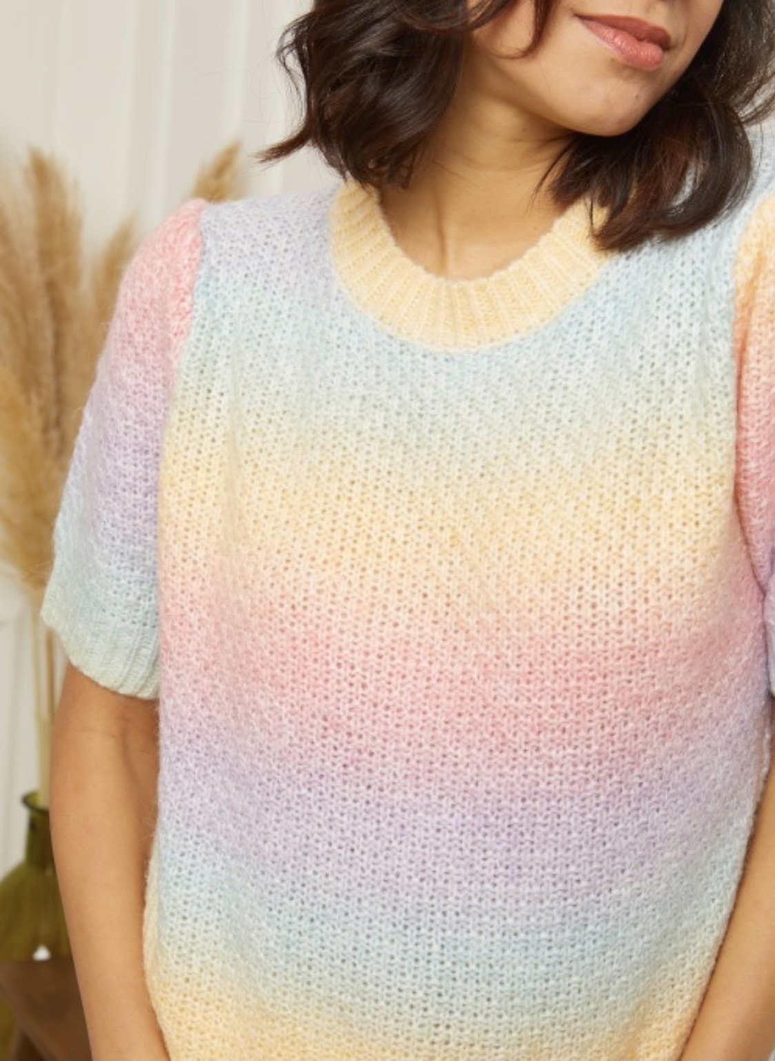 Ombre Rainbow knit short sleeve Jumper Faye | outdazl