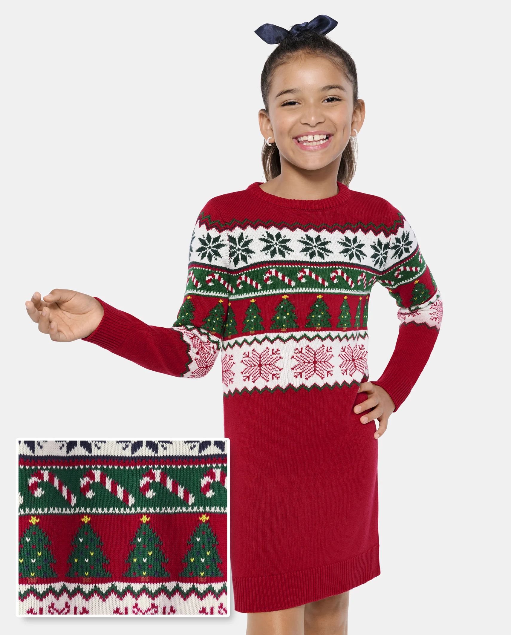 Girls Matching Family Christmas Fairisle Sweater Dress - classicred | The Children's Place