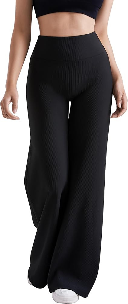 MOOSLOVER Women Wide Leg Pants High Waisted Yoga Pants Loose Flare Leggings Casual Lounge Sweatpa... | Amazon (US)