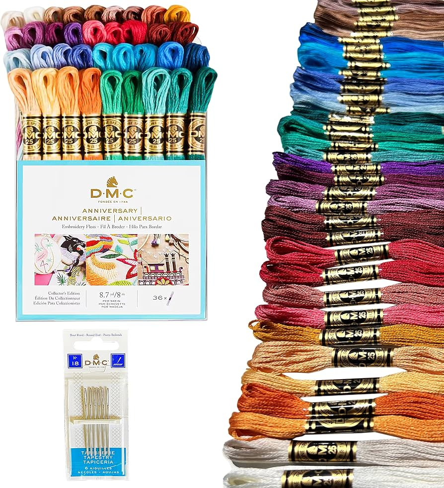 DMC Embroidery Floss, Anniversary Collection Pack. 36 Colors Cotton Embroidery Thread Bundle with... | Amazon (US)
