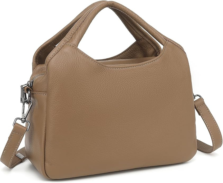 Medium Genuine Leather Purses for Women with Detachable Satchel Strap, Ladies Soft Handbags, Tote... | Amazon (US)