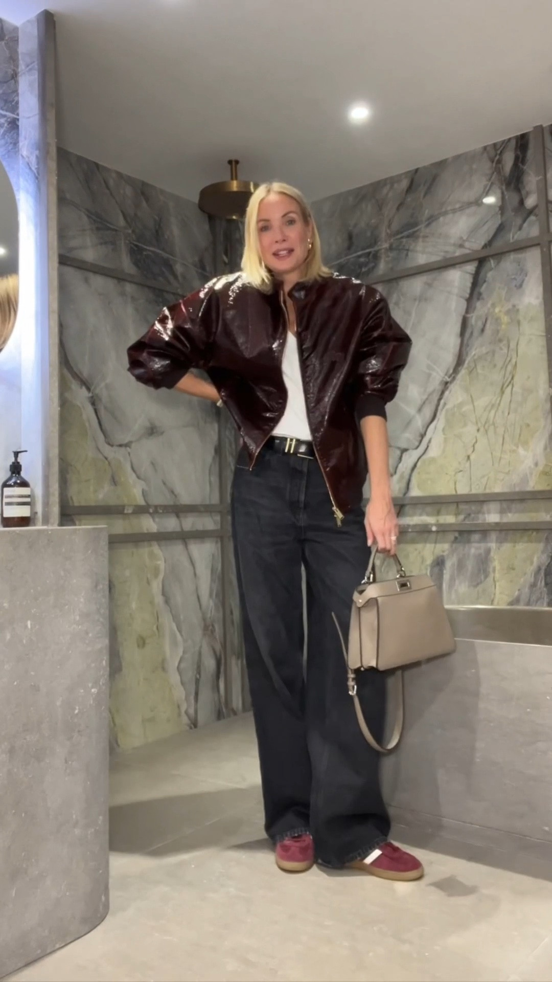 London calling — you better believe that puffer bomber came with me, but now everyday casual (bathroom by @stone_architecture.uk, a close friend and the talent is 🤌🏻💚🩶)

tee @nationltd / jeans @prada @tfethefashionedit / belt @arketofficial / sneakers @adidas / jacket @darkpark__ / earrings @mango / lip @summerfridays in vanilla beige

#dailystyle #fallfashion #fallstyle #londonlife #londonstyle #ootd #grwm #over40

#LTKVideo #LTKSeasonal #LTKOver40