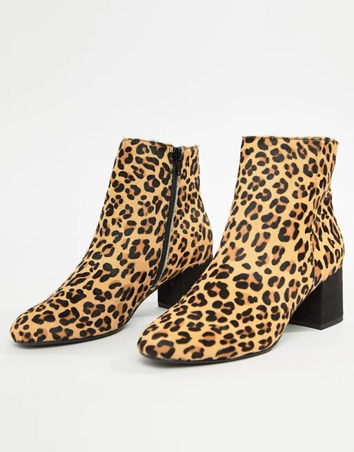Dune London Olyvea Faux Pony Leopard Print Kitten heel Ankle Boots | ASOS US
