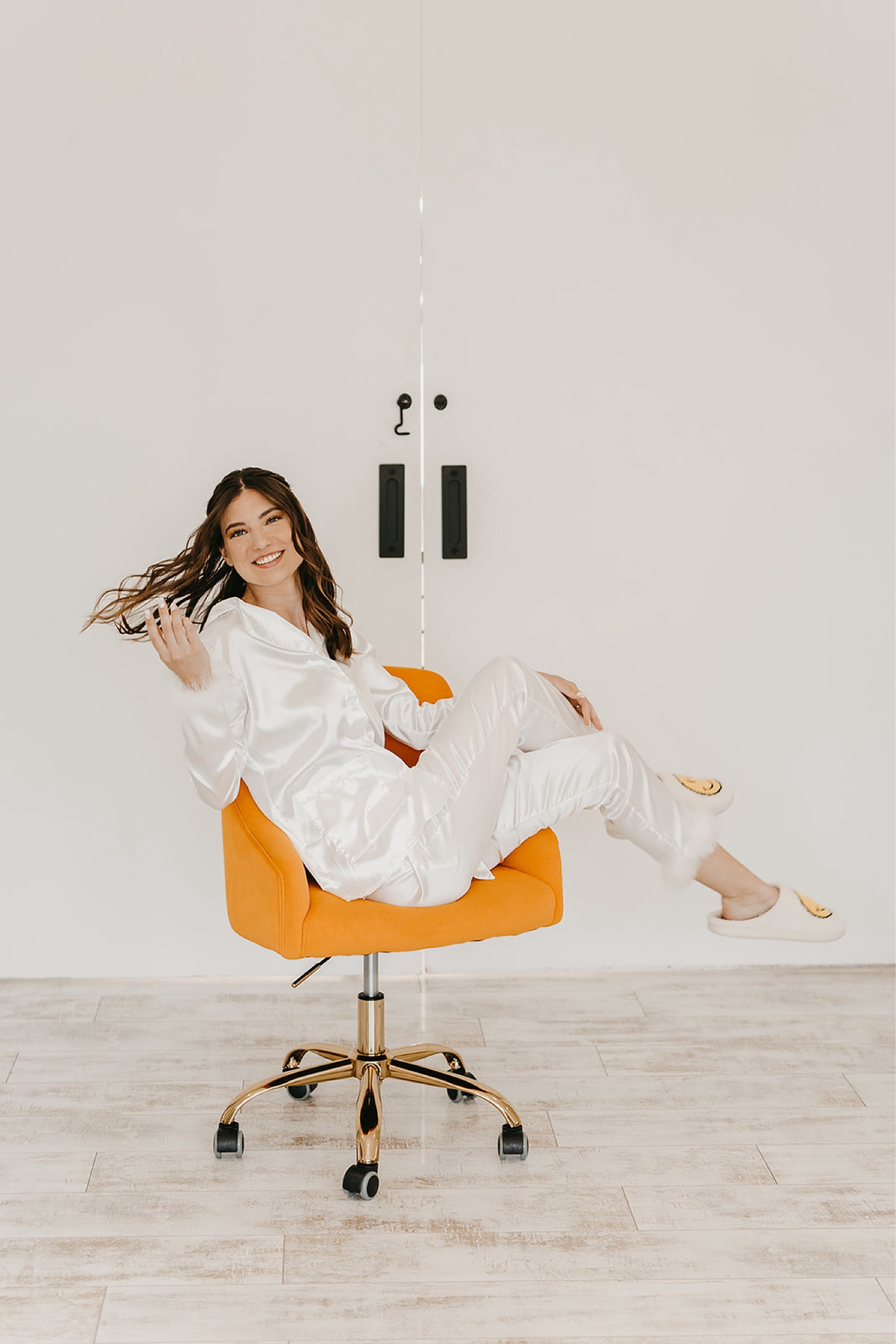 Orange desk chair 🧡🪩 orange wedding / cute office chair / orange chair / colorful chair / bridal pjs / wedding pjs

#LTKHome #LTKWedding #LTKFindsUnder100