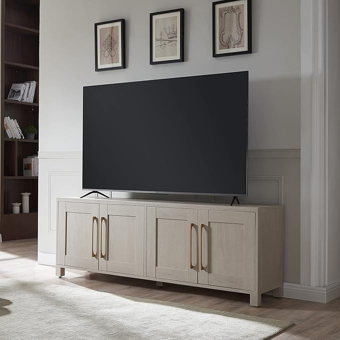 Henn&Hart Rectangular TV Stand for TV's up to 80" in Alder White, TV Stands for the Living Room | Amazon (US)