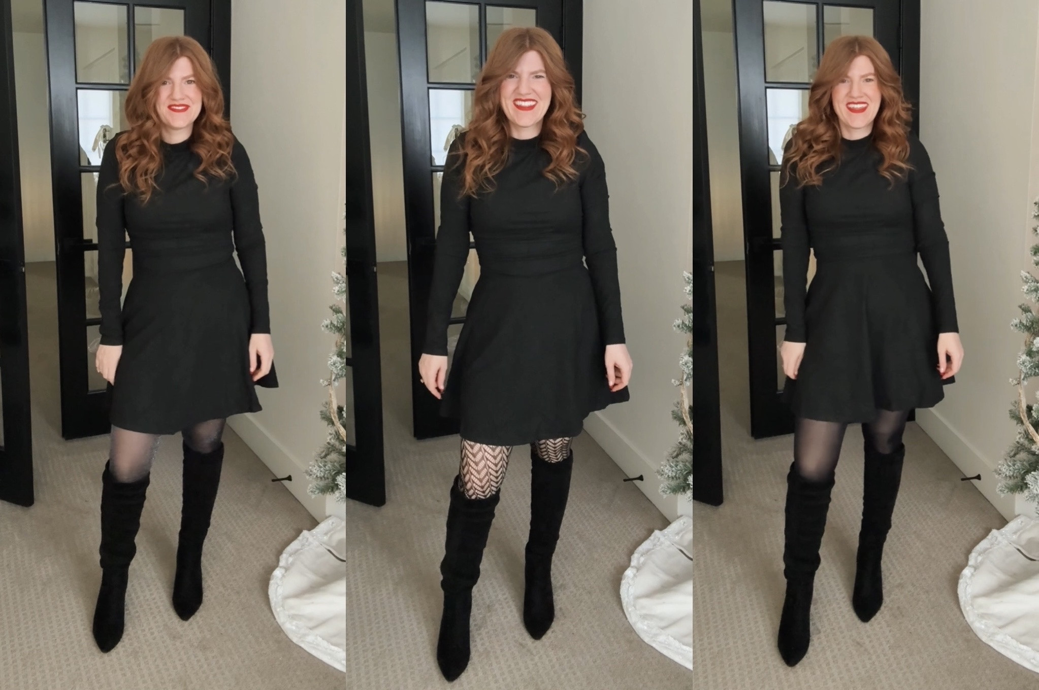 Love this little black dress with fun tights! 

#LTKFindsUnder50 #LTKSaleAlert #LTKPetite