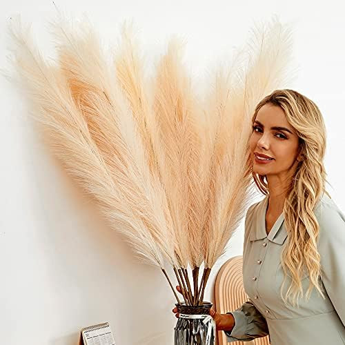 6 PCS Faux Pampas Grass Large 45"/115CM Tall Big Artificial Pompous Grass Fake Pompass Branches P... | Amazon (US)