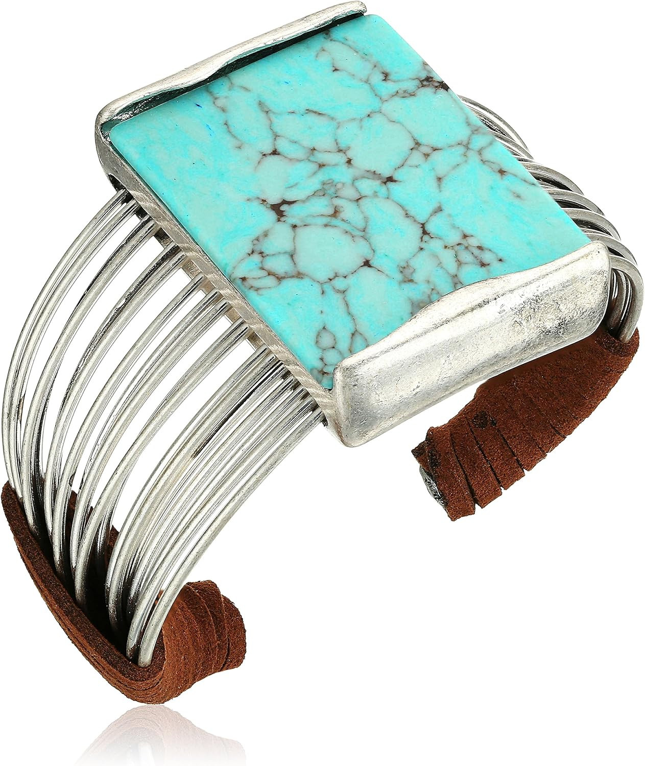 Robert Lee Morris "Mosaic" Semiprecious Turquoise Stone Multi Row Cuff Bracelet | Amazon (US)