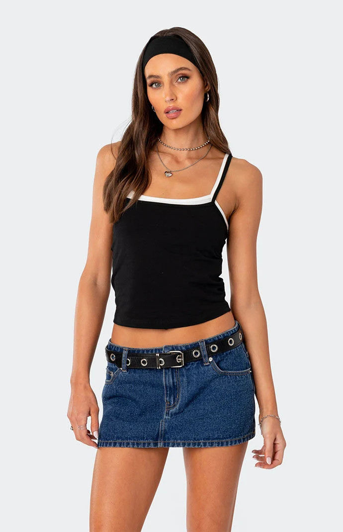 Edikted Women's Layered Tank Top in Black/White - Size XS | PacSun