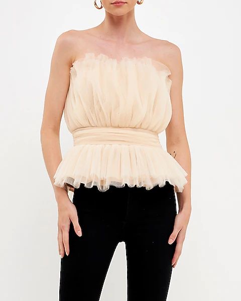 Endless Rose Strapless Tulle Banded Top | Express