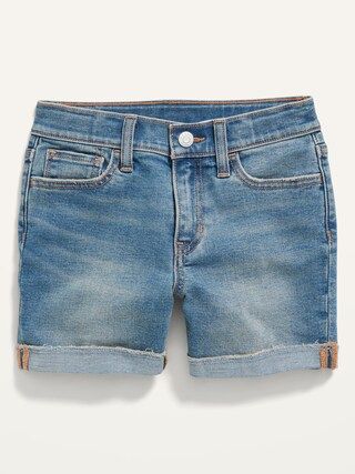 High-Waisted Frayed-Hem Jean Midi Shorts for Girls | Old Navy (US)