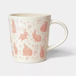 13.53 fl oz Stoneware Easter Aralia Mug Hand Painted Pink - Threshold™ | Target