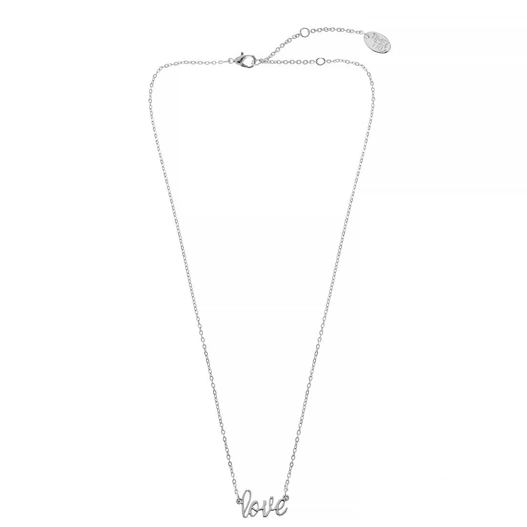 Time And Tru 18+3" Love Silvertone Necklace | Walmart (US)