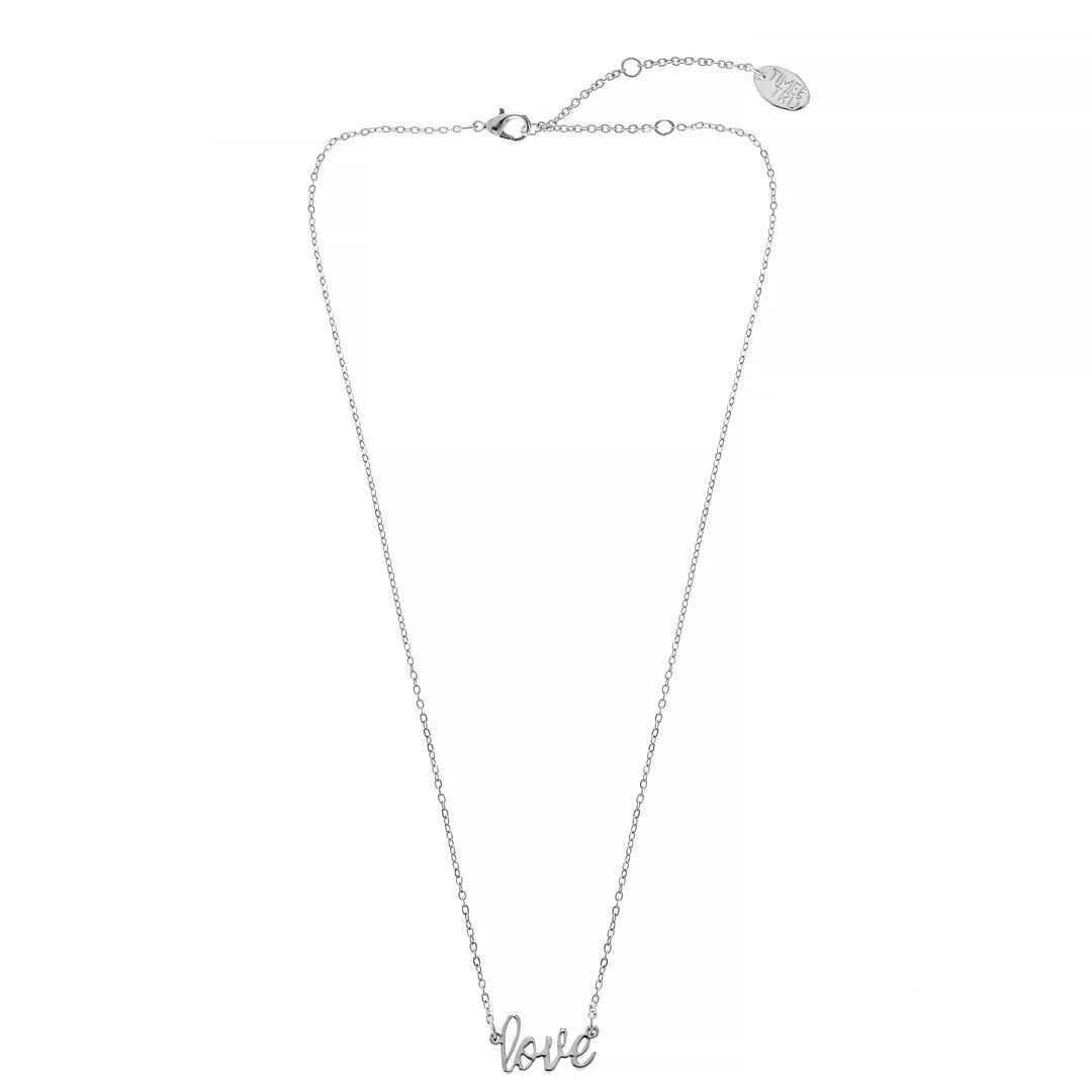 Time And Tru 18+3" Love Silvertone Necklace | Walmart (US)