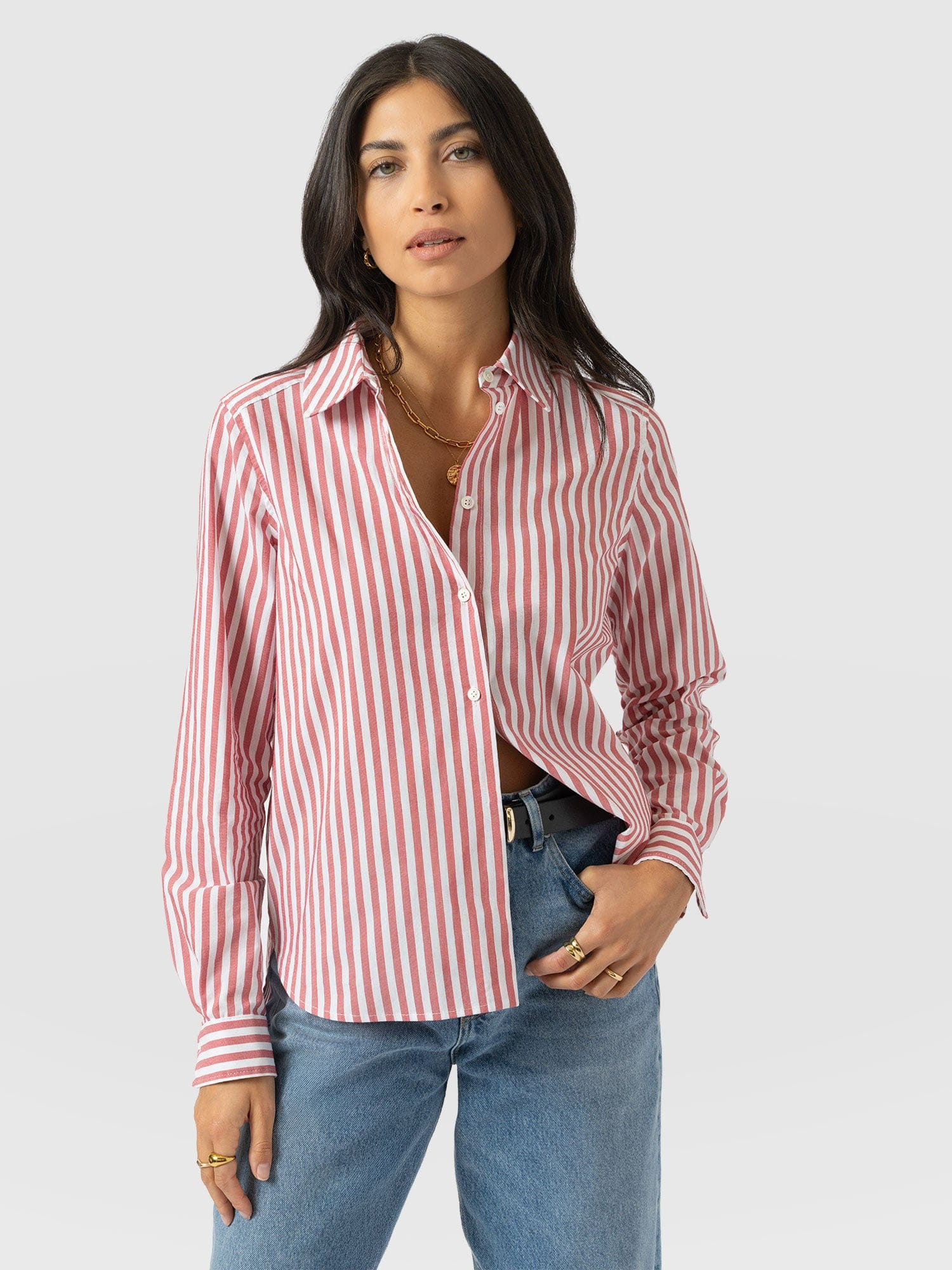 Anneliese Shirt - Red Stripe | Saint + Sofia UK
